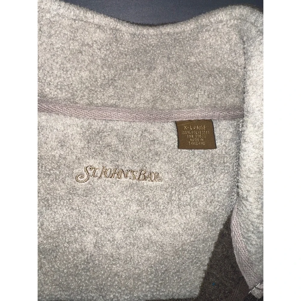 St Johns Bay Mens XL Brown Fleece Quarter Zip Pullover Sweater Mock Neck Pocket